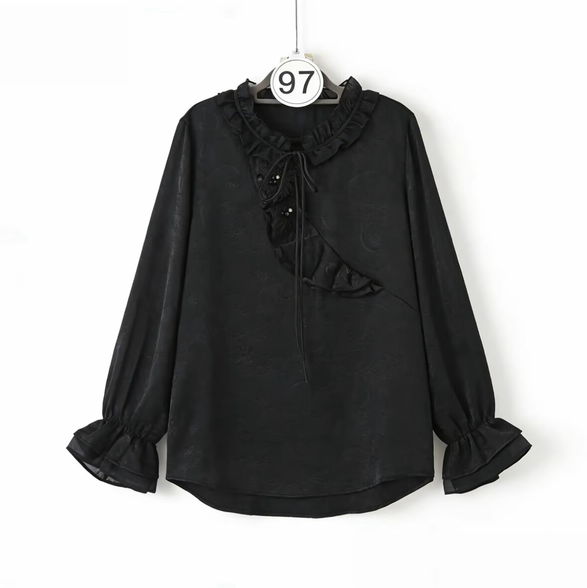 French-style sweet and comfortable wooden ear collar shirt top, easy to match