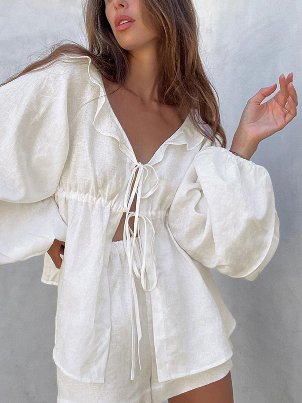 Cotton & Linen Cowgirl Melody Two Piece Shorts Set