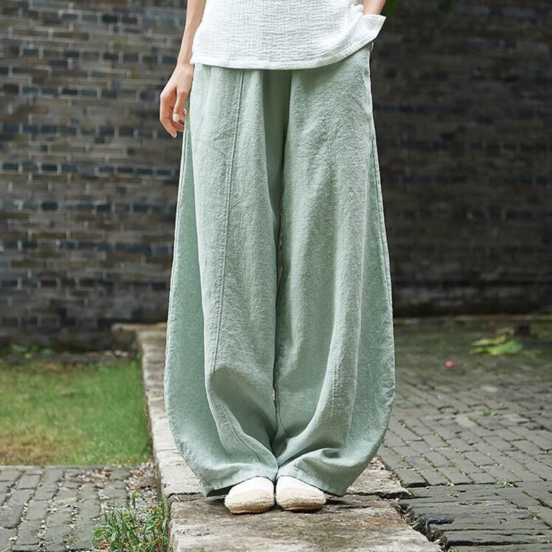 Vintage Plain Pocket Casual Lantern Pants