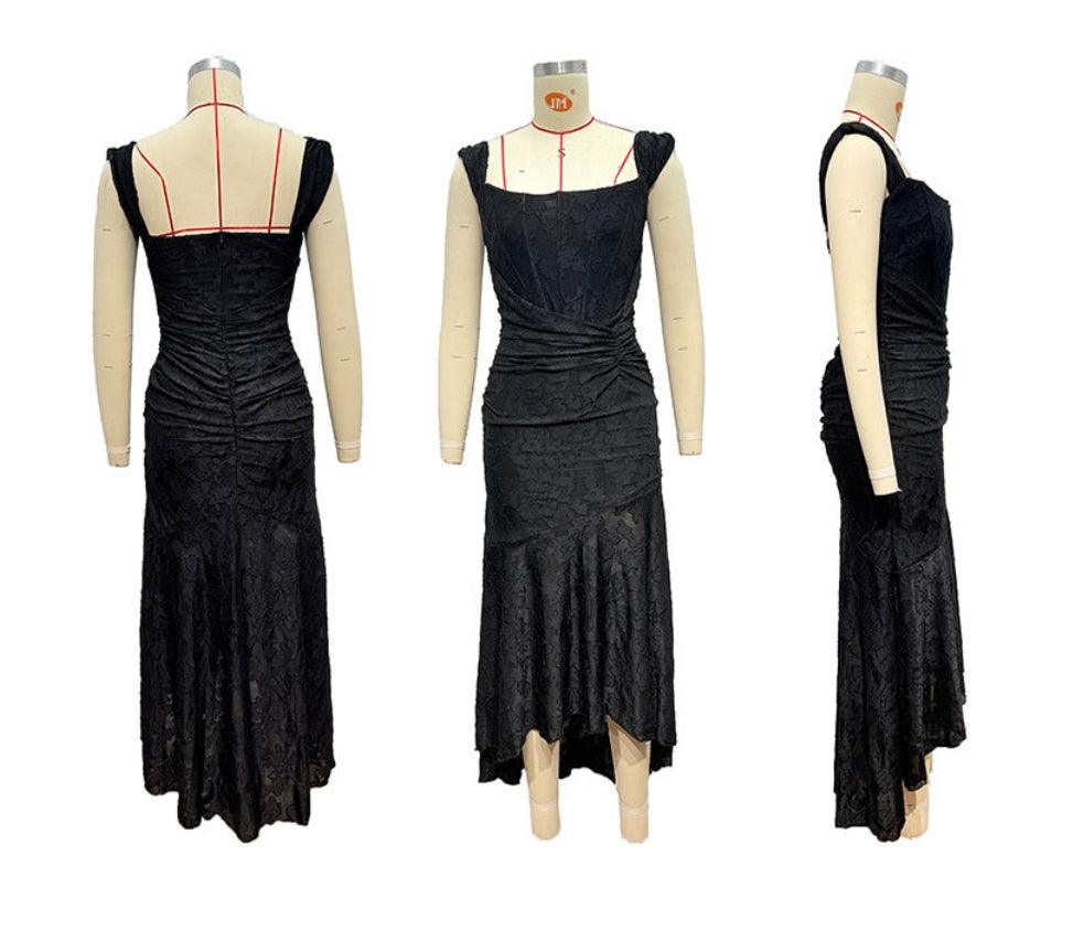 Black bell floral maxi dress