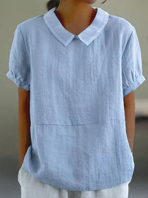 Short-sleeved Cotton Collared Shirt