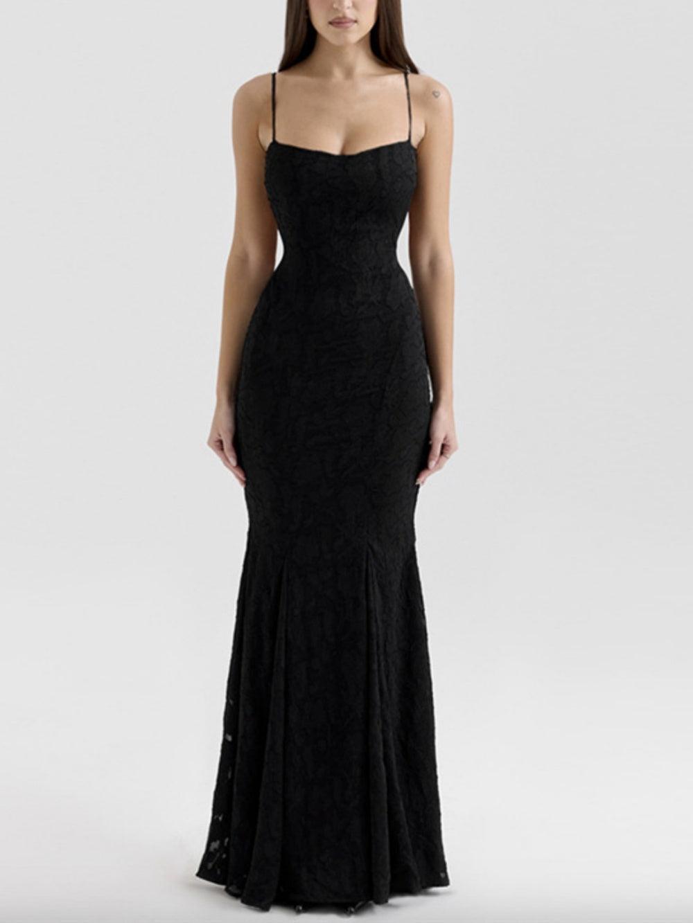 Tie-back fishtail maxi dress