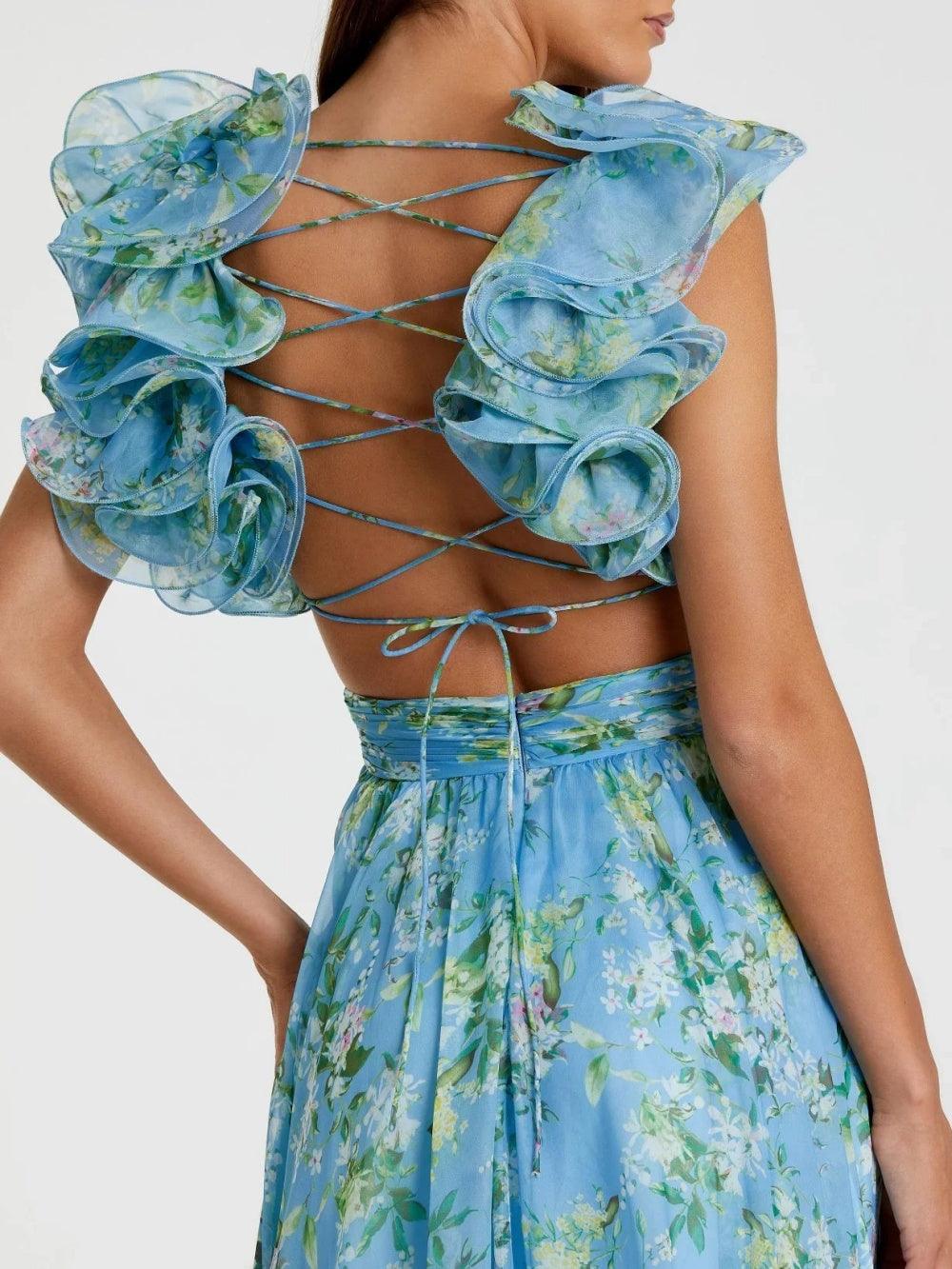 Backless printed maxi dress